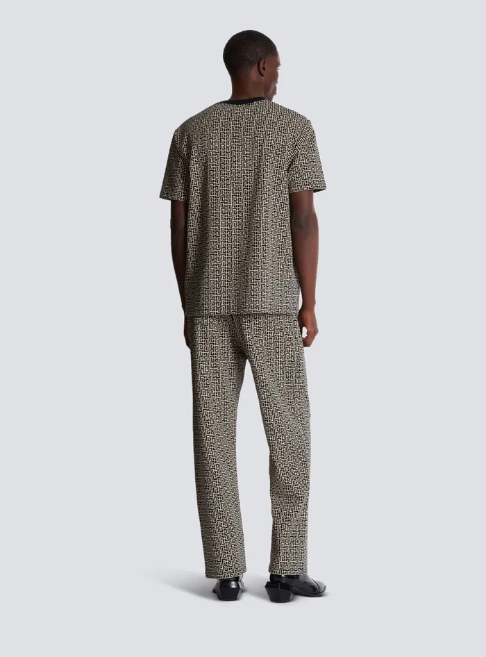 Balmain TShirts Men PB Labyrinth Jacquard Tshirt Black