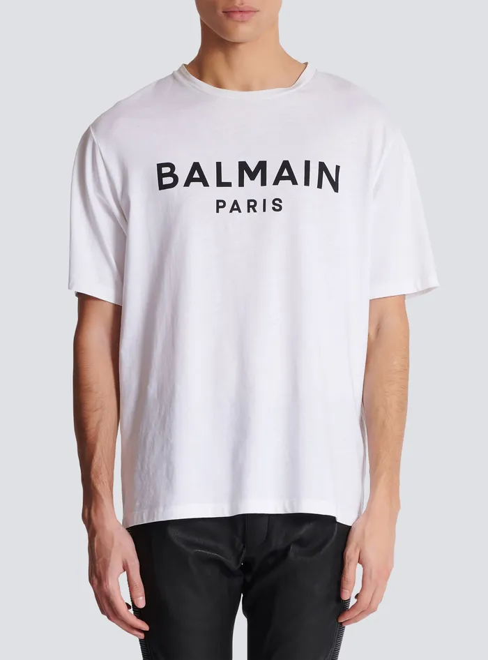 Balmain TShirts Men Printed Paris Shortsleeved Tshirt White