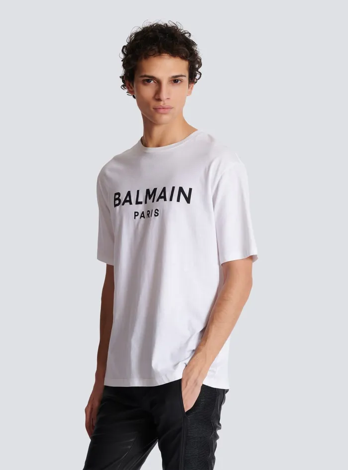 Balmain TShirts Men Printed Paris Shortsleeved Tshirt White