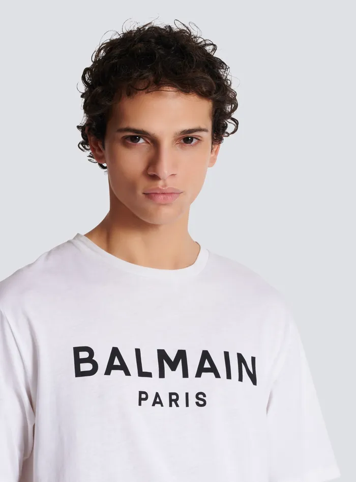 Balmain TShirts Men Printed Paris Shortsleeved Tshirt White