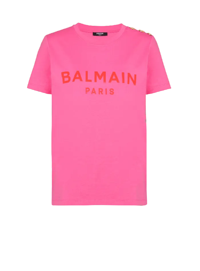Balmain TShirts Women Tshirt With Paris Print Pink