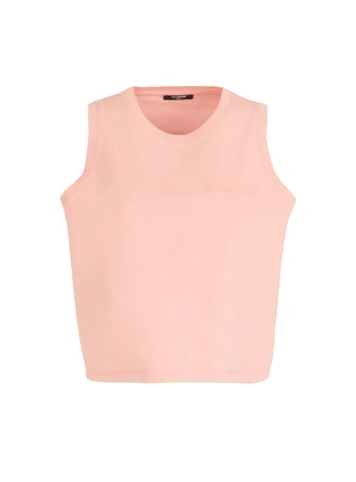 Balmain TShirts Women Tank Top With Vintage Embroidery Pink