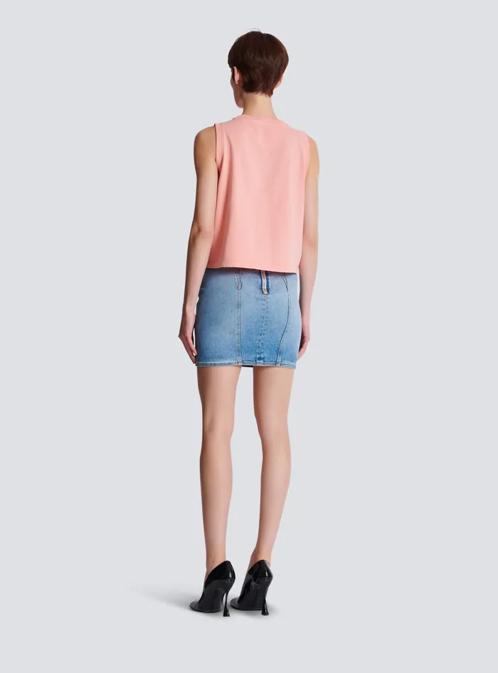 Balmain TShirts Women Tank Top With Vintage Embroidery Pink
