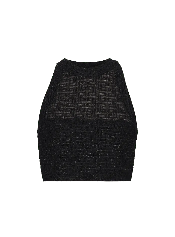 Balmain Tops And Shirts Women PB Labyrinth Knit Top Black