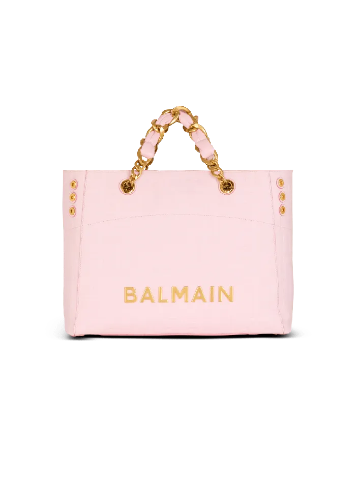 Balmain Tote Bags Women 1945 Soft Tote Bag In Grained Calfskin Pink