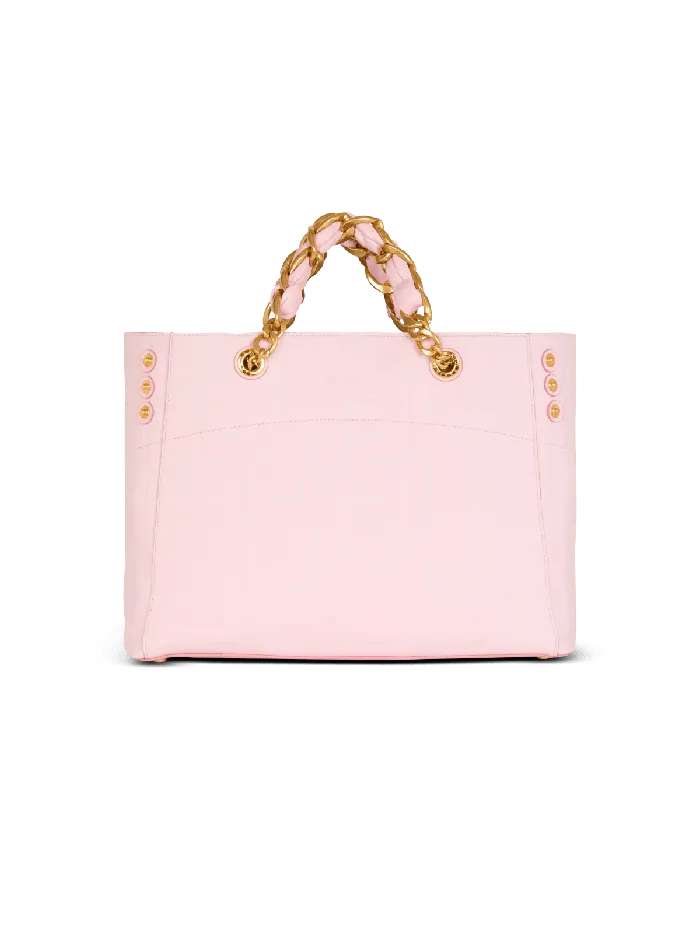 Balmain Tote Bags Women 1945 Soft Tote Bag In Grained Calfskin Pink