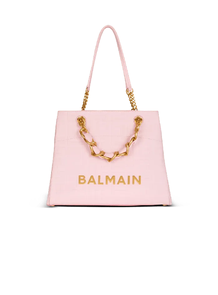 Balmain Tote Bags Women 1945 Soft Tote Bag In Grained Calfskin Pink
