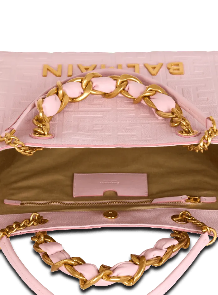 Balmain Tote Bags Women 1945 Soft Tote Bag In Grained Calfskin Pink