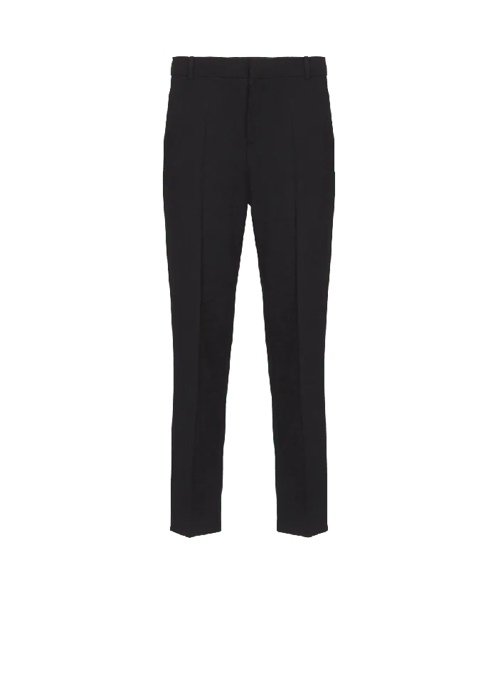 Balmain Trousers And Shorts Men Double Wool Crepe Trousers Black