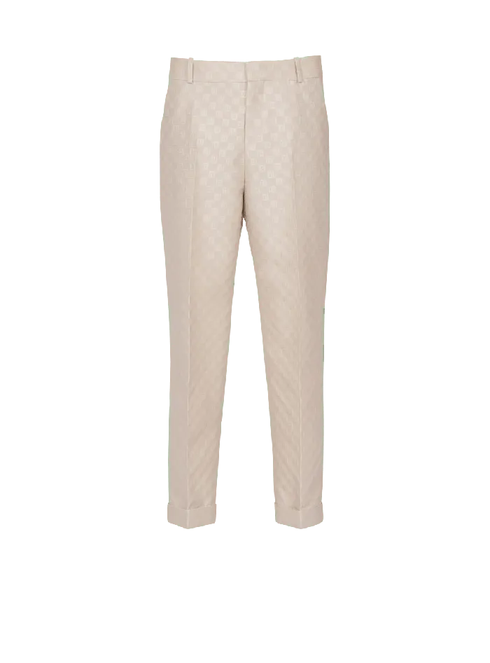 Balmain Trousers And Shorts Men PB Labyrinth Jacquard Straightleg Trousers Beige