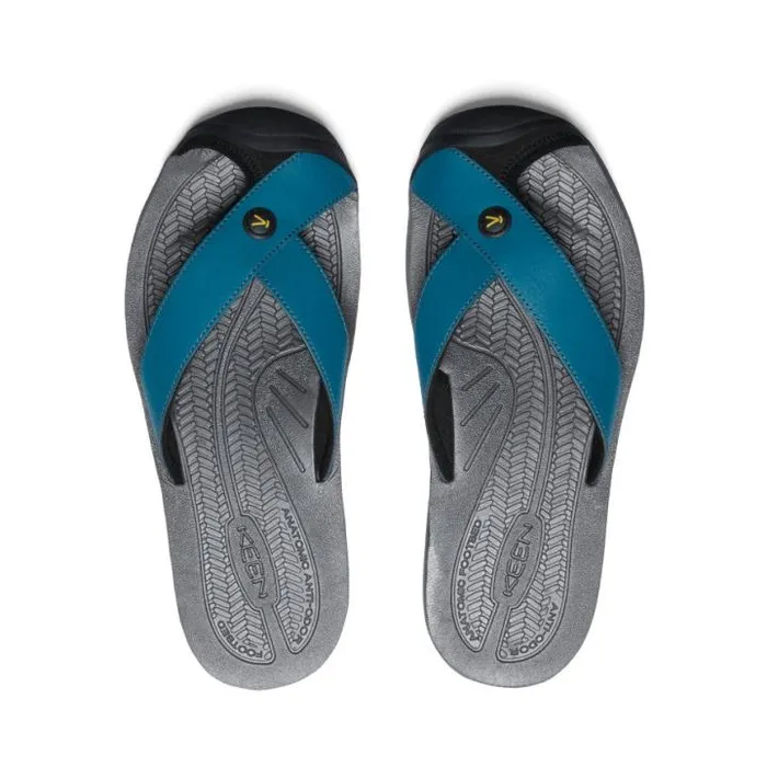 Barbados Legion BlueAntique Moss Leather FlipFlop Men KEEN SlipOns