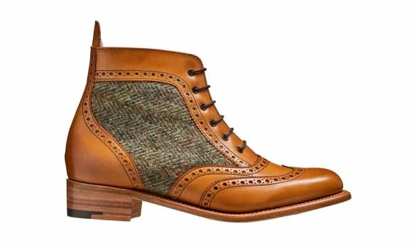 Barker Shoes Grace 8211 Cedar Calf Green Tweed 8211 Women Lace Up Boot Cedar Calf Green Tweed 8211 Women Lace Up Boot Womens