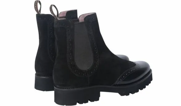 Barker Shoes Jessie 8211 Black Suede Black Polish Wing Black Suede Black Polish Wing Womens