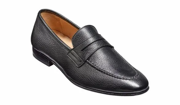 Barker Shoes Ledley 8211 Black Deerskin Loafer Black Deerskin Loafer Mens