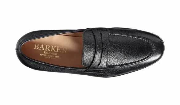 Barker Shoes Ledley 8211 Black Deerskin Loafer Black Deerskin Loafer Mens