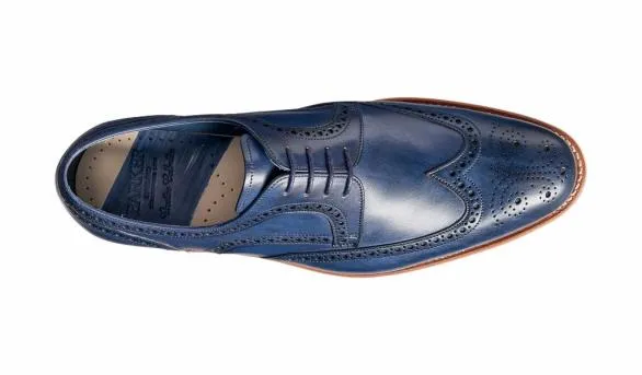 Barker Shoes Victor 8211 Navy Hand Painted Derby Navy Hand Painted Derby Mens