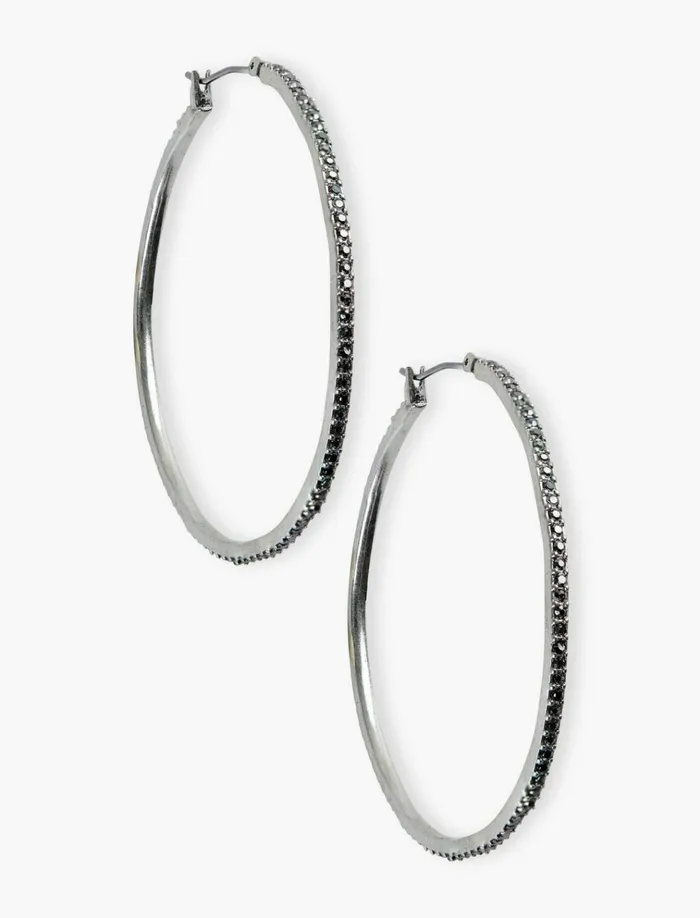 Basic Pave Hoop Earring Silver Women Lucky Brand Jewelry