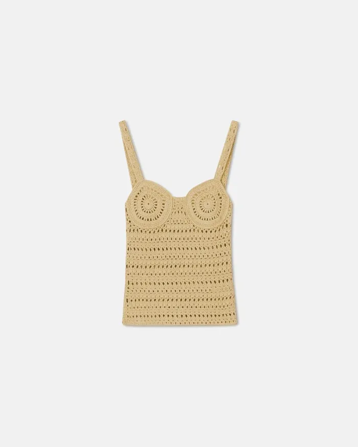 Bernou Beige Crochet Women Nanushka Tops Bernou Beige Crochet Women Nanushka Tops