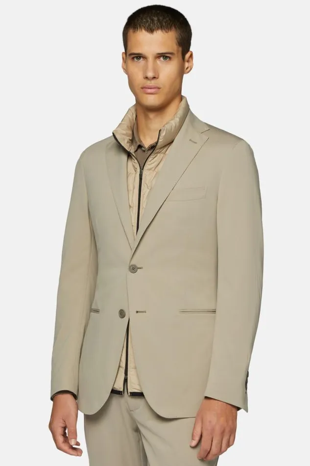 Blazers Men Boggi Milano Beige B Tech Stretch Nylon Jacket Beige Blazers Men Boggi Milano Beige B Tech Stretch Nylon Jacket Beige