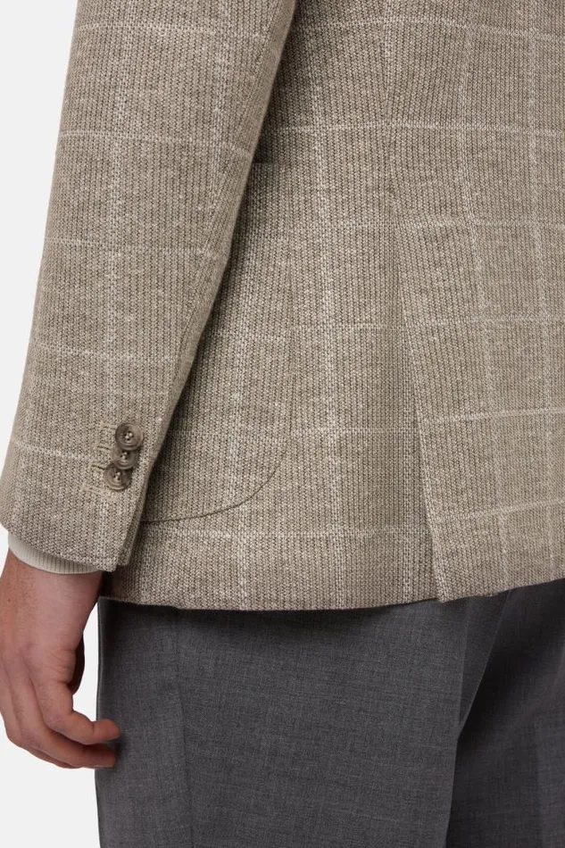 Blazers Men Boggi Milano Dove Grey Checked LinenCotton B Jersey Jacket Taupe Blazers Men Boggi Milano Dove Grey Checked LinenCotton B Jersey Jacket Taupe