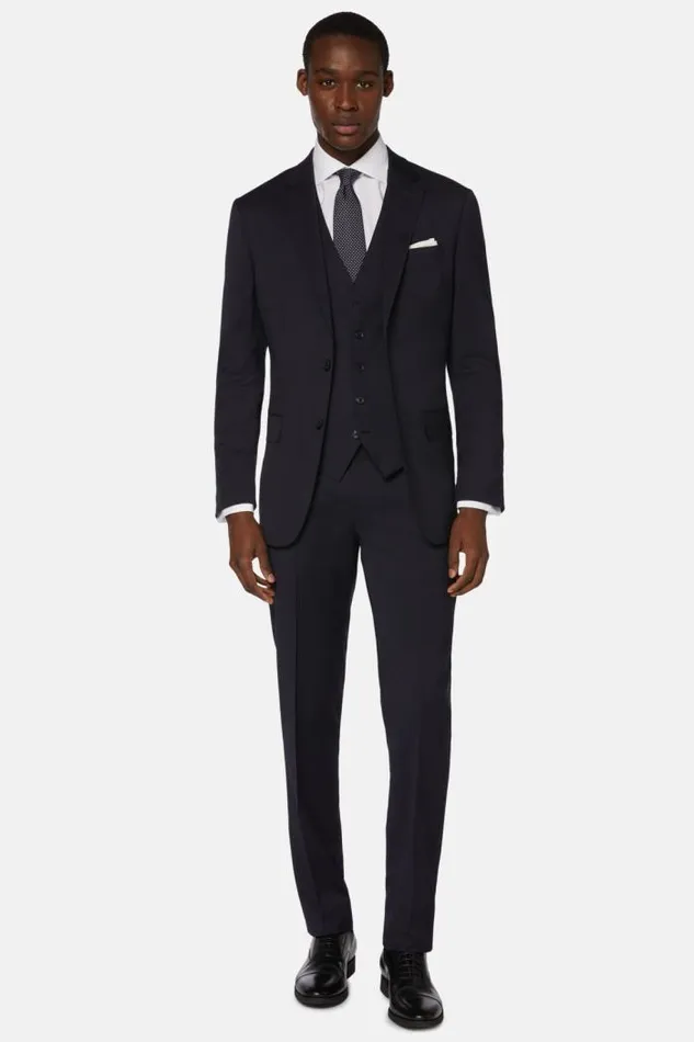 Blazers Men Boggi Milano Navy Stretch Wool Twill Jacket Navy Blue