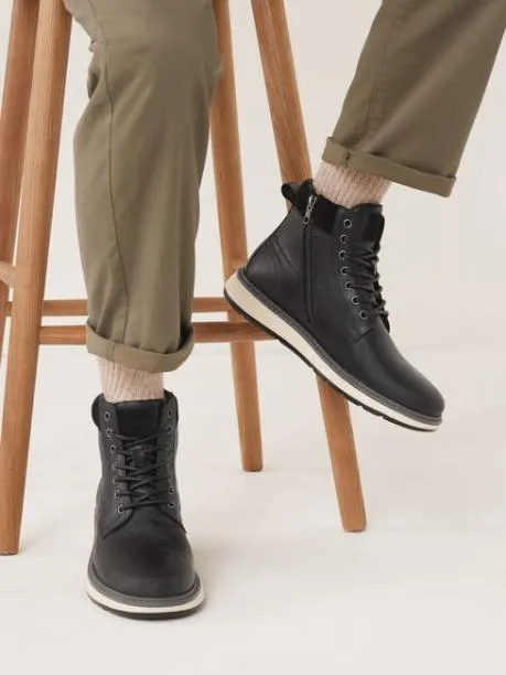 Boots Men Joules Black Leather Boots