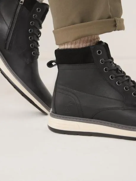Boots Men Joules Black Leather Boots