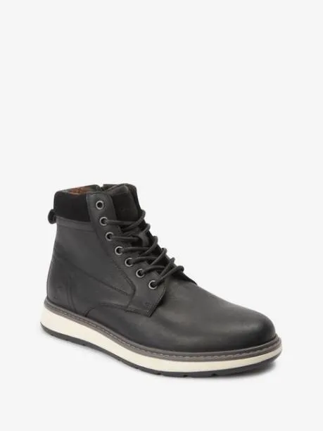 Boots Men Joules Black Leather Boots