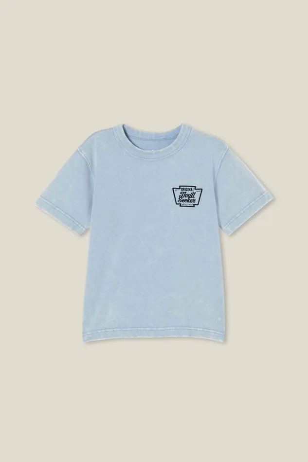 BoysGirls Tops and TShirts Cotton On Luca Acid Wash Short Sleeve Tee Dusty Bluenevermind The Chaos