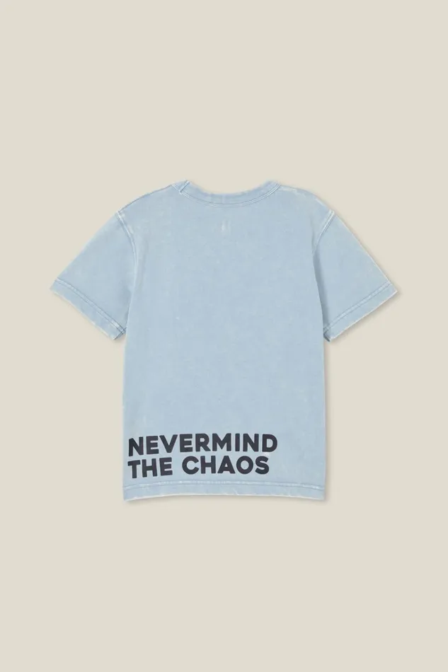 BoysGirls Tops and TShirts Cotton On Luca Acid Wash Short Sleeve Tee Dusty Bluenevermind The Chaos