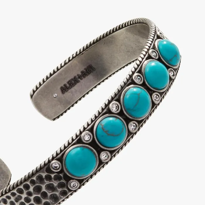 Bracelets Women Alex And Ani Turquoise Hammered Cuff Silver