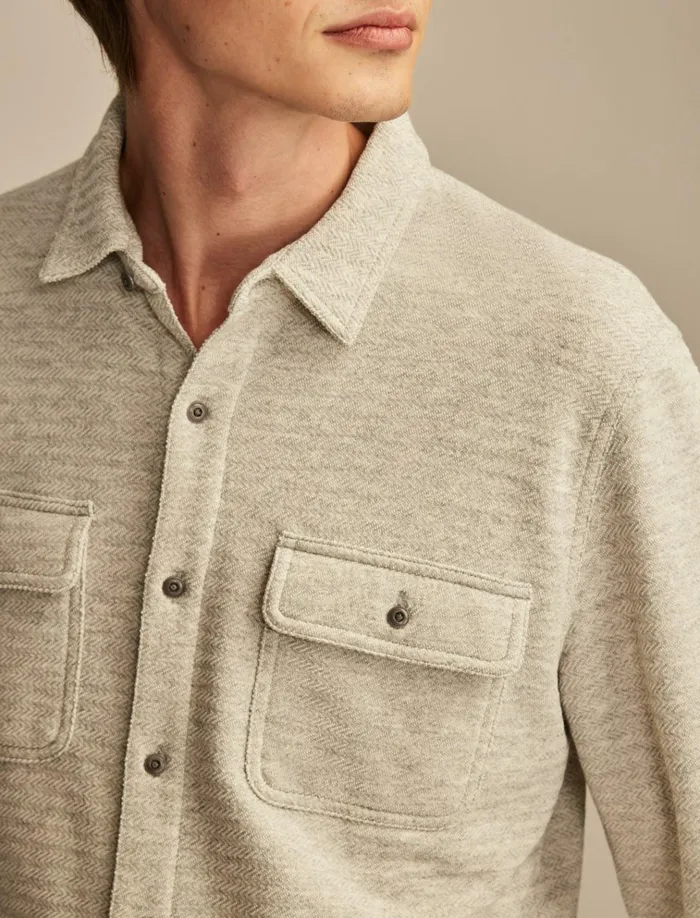 Brushed Long Sleeve Knit Shirting Heather Grey Men Lucky Brand ButtonDowns