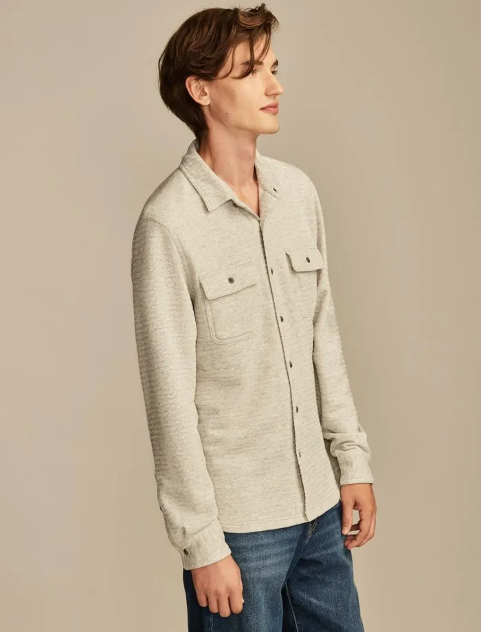 Brushed Long Sleeve Knit Shirting Heather Grey Men Lucky Brand ButtonDowns