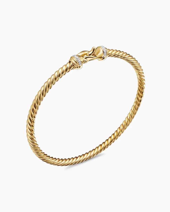 Buckle Cablespira Bracelet In 18K Yellow Gold With Diamonds 35mm Women David Yurman Bangle Buckle Cablespira Bracelet In 18K Yellow Gold With Diamonds 35mm Women David Yurman Bangle
