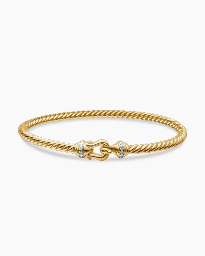 Buckle Cablespira Bracelet In 18K Yellow Gold With Diamonds 35mm Women David Yurman Bangle Buckle Cablespira Bracelet In 18K Yellow Gold With Diamonds 35mm Women David Yurman Bangle