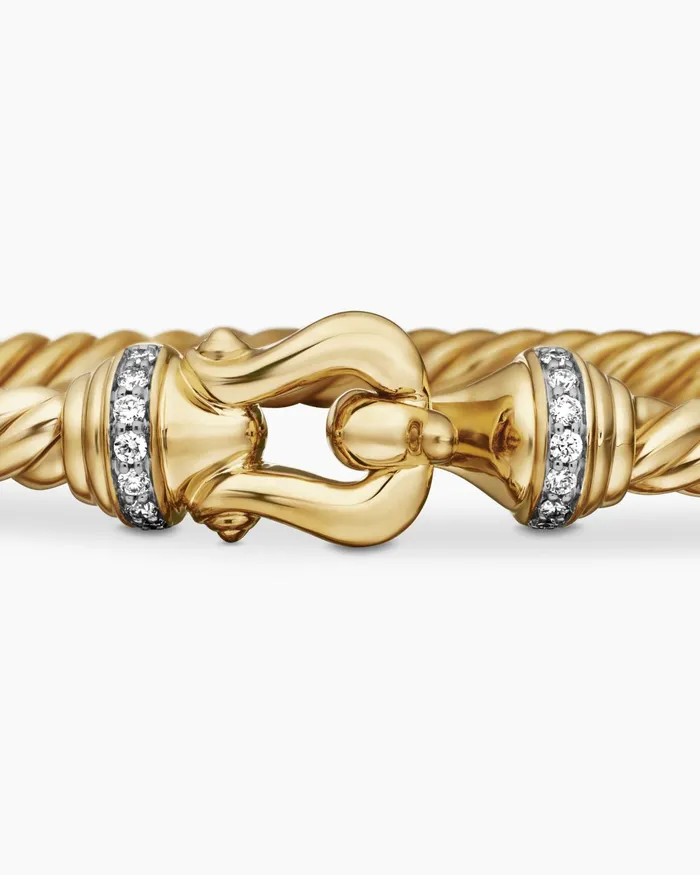 Buckle Cablespira Bracelet In 18K Yellow Gold With Diamonds 35mm Women David Yurman Bangle Buckle Cablespira Bracelet In 18K Yellow Gold With Diamonds 35mm Women David Yurman Bangle
