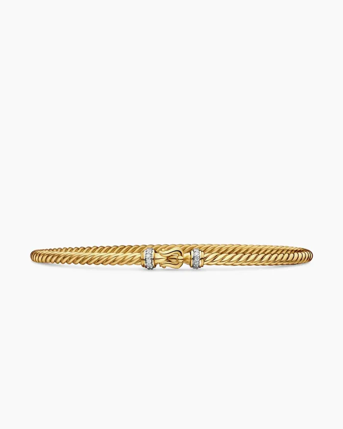 Buckle Classic Cable Bracelet In 18K Yellow Gold With Diamonds 26mm Women David Yurman Bangle