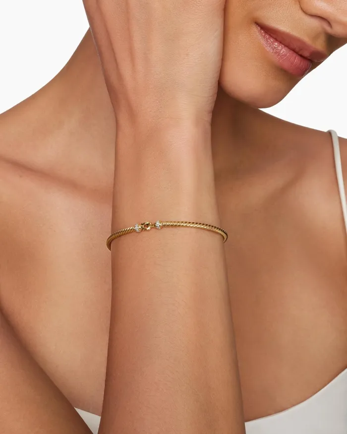 Buckle Classic Cable Bracelet In 18K Yellow Gold With Diamonds 26mm Women David Yurman Bangle