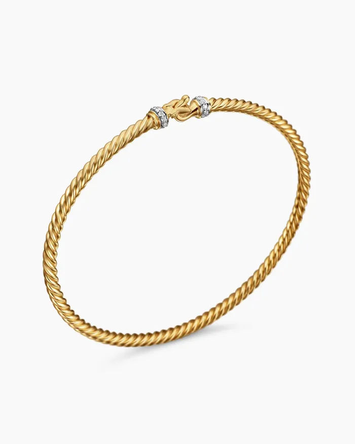 Buckle Classic Cable Bracelet In 18K Yellow Gold With Diamonds 26mm Women David Yurman Bangle