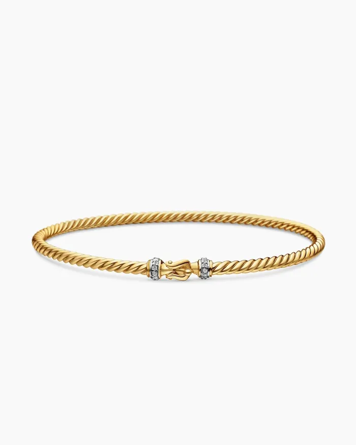 Buckle Classic Cable Bracelet In 18K Yellow Gold With Diamonds 26mm Women David Yurman Bangle