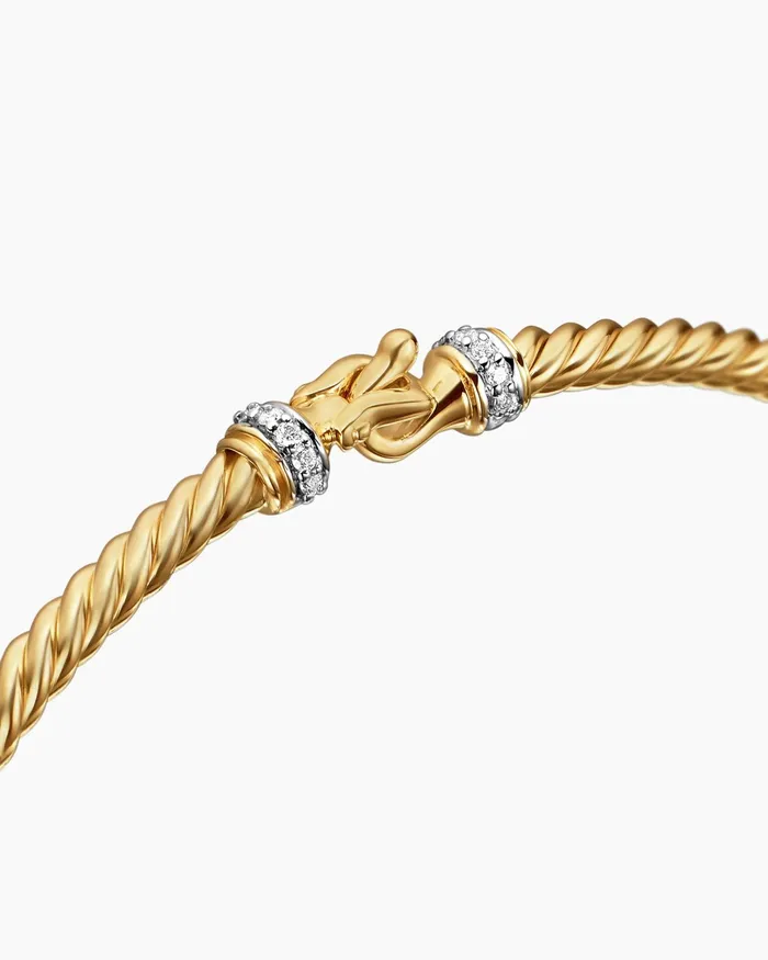Buckle Classic Cable Bracelet In 18K Yellow Gold With Diamonds 26mm Women David Yurman Bangle