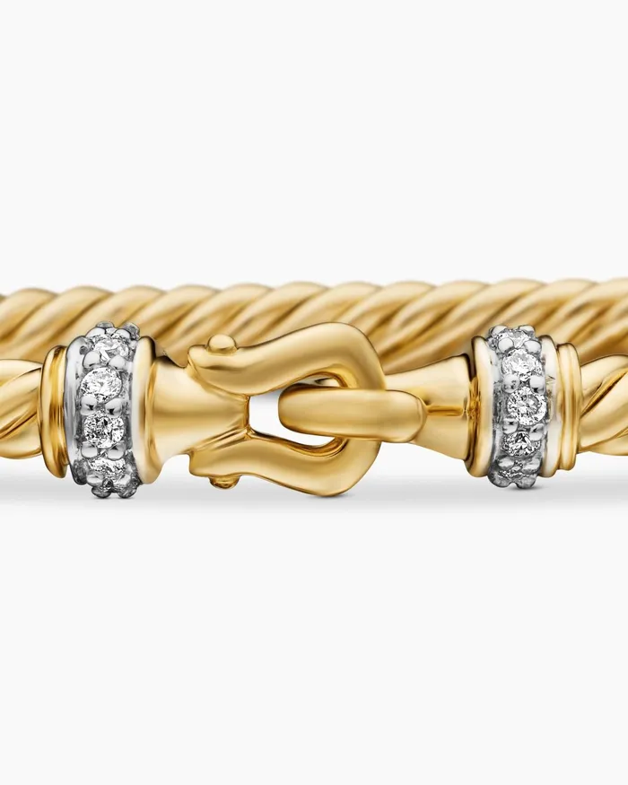 Buckle Classic Cable Bracelet In 18K Yellow Gold With Diamonds 26mm Women David Yurman Bangle