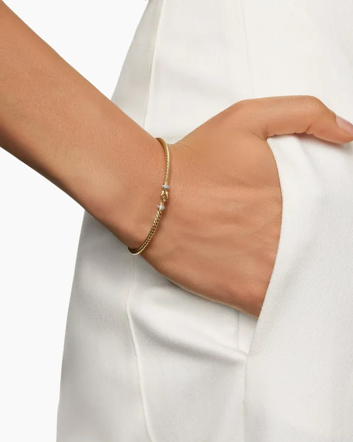 Buckle Classic Cable Bracelet In 18K Yellow Gold With Diamonds 26mm Women David Yurman Bangle