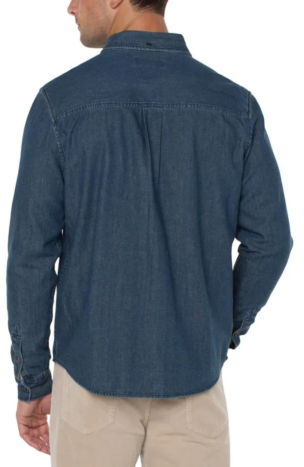 BUTTON DOWNS Men Liverpool Los Angeles WOVEN CHAMBRAY SHIRT Vintage Chambray