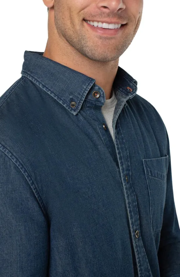 BUTTON DOWNS Men Liverpool Los Angeles WOVEN CHAMBRAY SHIRT Vintage Chambray