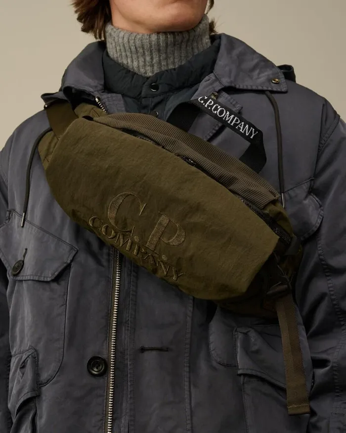 CP Company Backpacks and Waistbag Plain Paper Touch Logo Waistbag Ivy Green 8211 Man