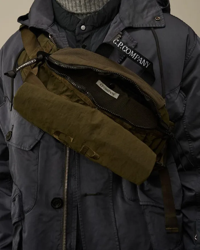 CP Company Backpacks and Waistbag Plain Paper Touch Logo Waistbag Ivy Green 8211 Man