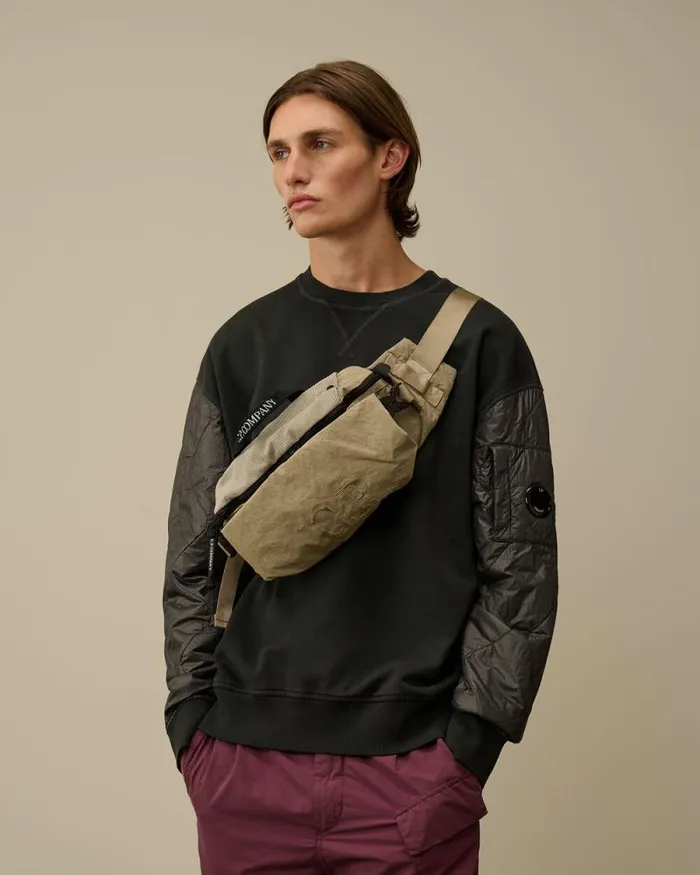 CP Company Backpacks and Waistbag Plain Paper Touch Logo Waistbag Vintage Khaki Beige 8211 Man