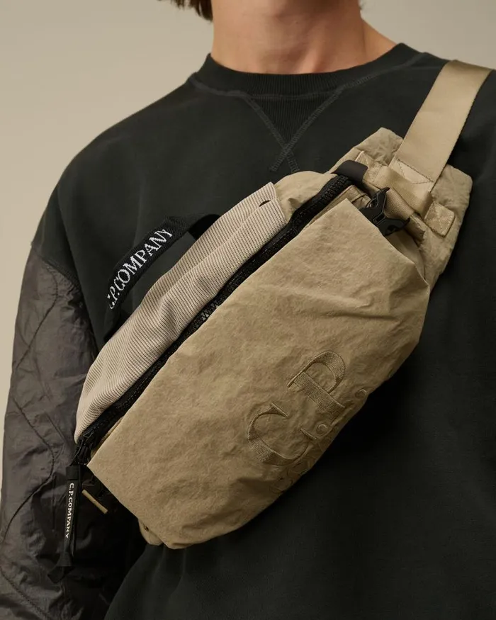 CP Company Backpacks and Waistbag Plain Paper Touch Logo Waistbag Vintage Khaki Beige 8211 Man