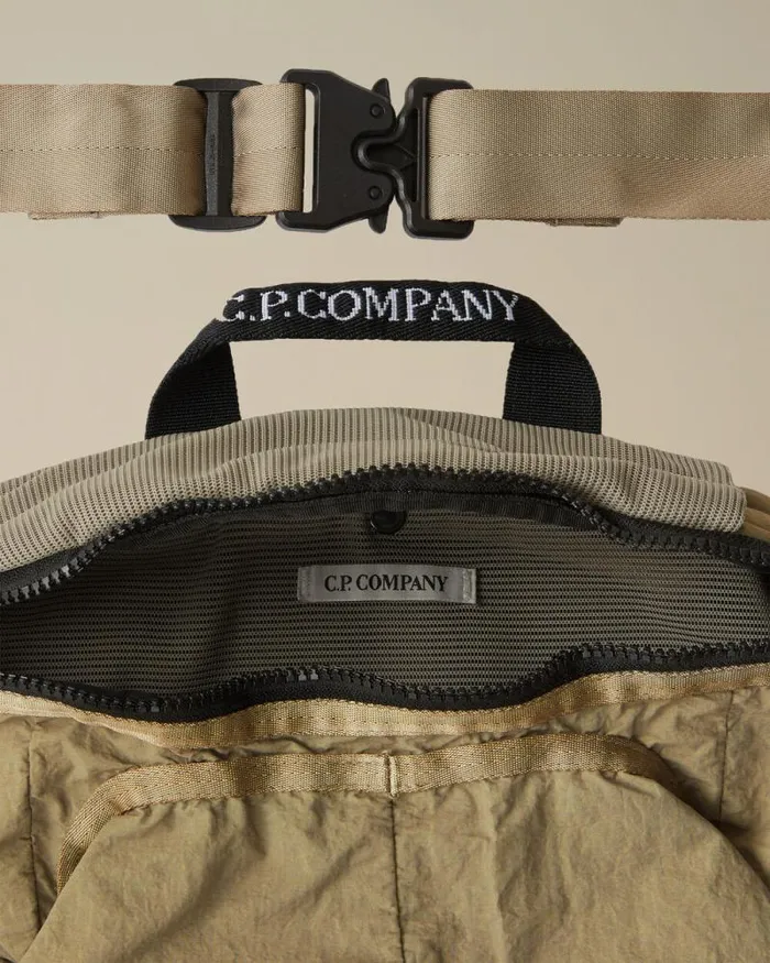 CP Company Backpacks and Waistbag Plain Paper Touch Logo Waistbag Vintage Khaki Beige 8211 Man